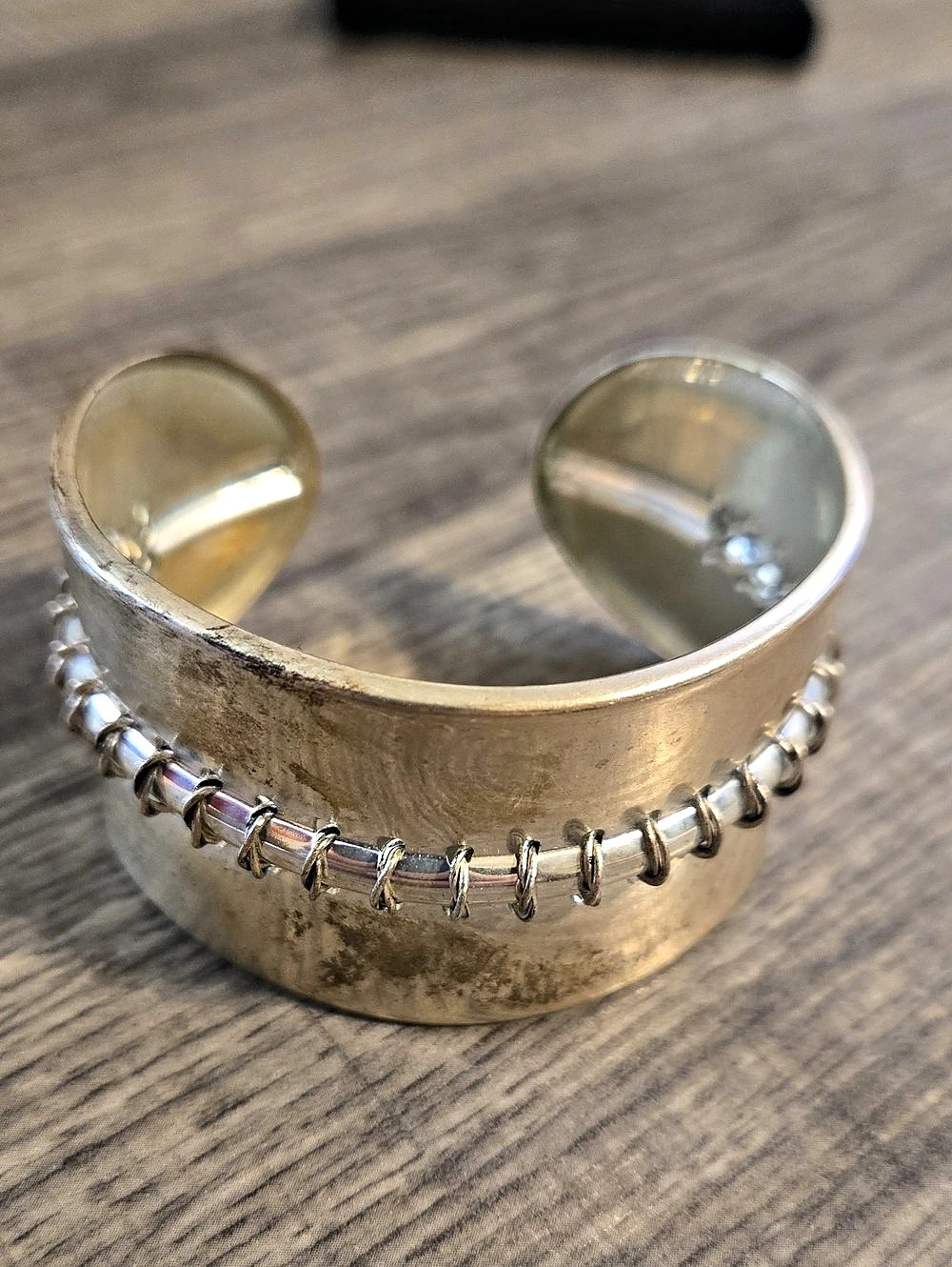 Mixed Metal Cuff Bracelet Gold & Silver